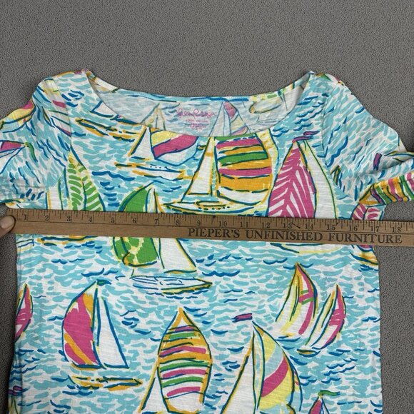 Lilly Pulitzer Somerset Shift Dress You Gotta Regatta 3/4 Sleeve Sailboats XS - Picture 9 of 12